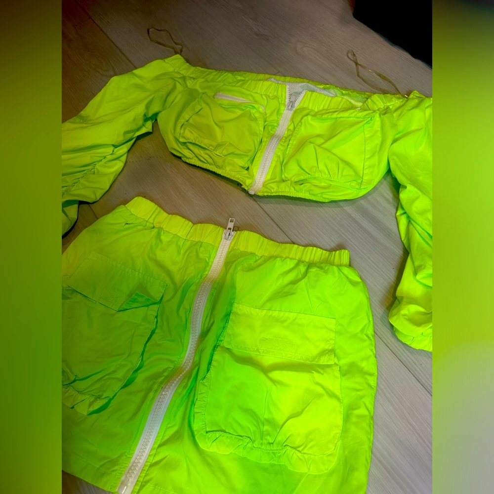 Neon green skirt set